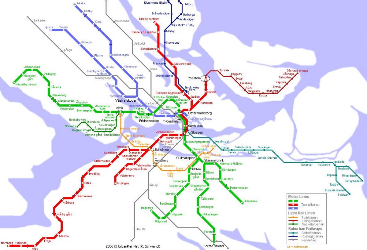 žemėlapis Stokholmo metro stotis