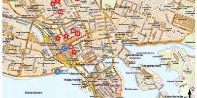 Stokholmo lankytinų vietų žemėlapis