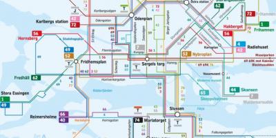 Stokholmo autobusų linijų žemėlapis
