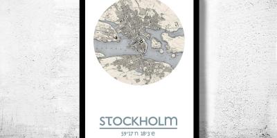 Žemėlapis Stokholmo žemėlapis plakatas