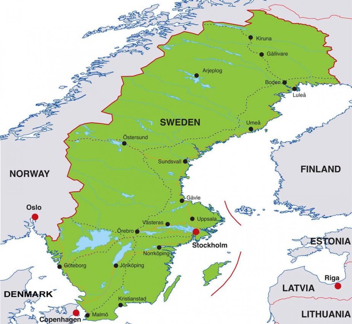 sostinės Švedijos žemėlapis