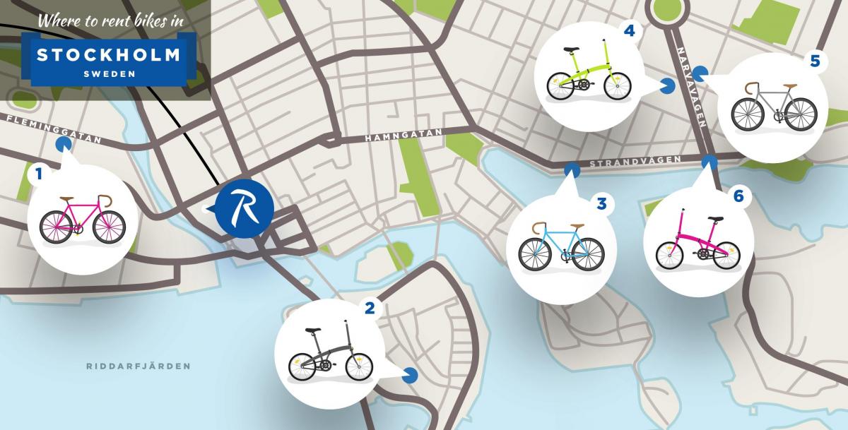 Stokholmo miesto dviračiai žemėlapyje