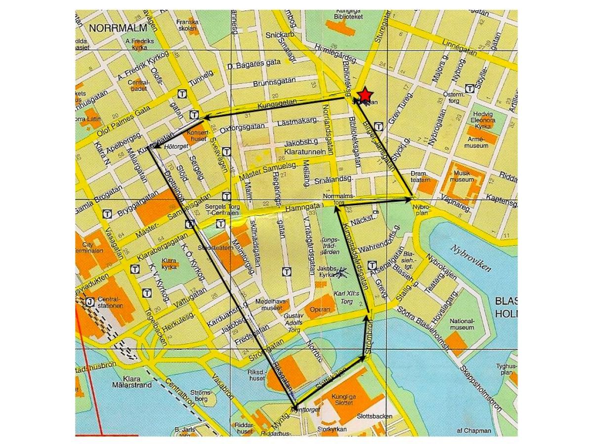 ekskursija Stokholmo žemėlapis