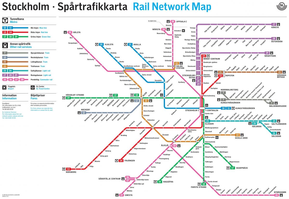 Stokholmo geležinkelių tinklo žemėlapis