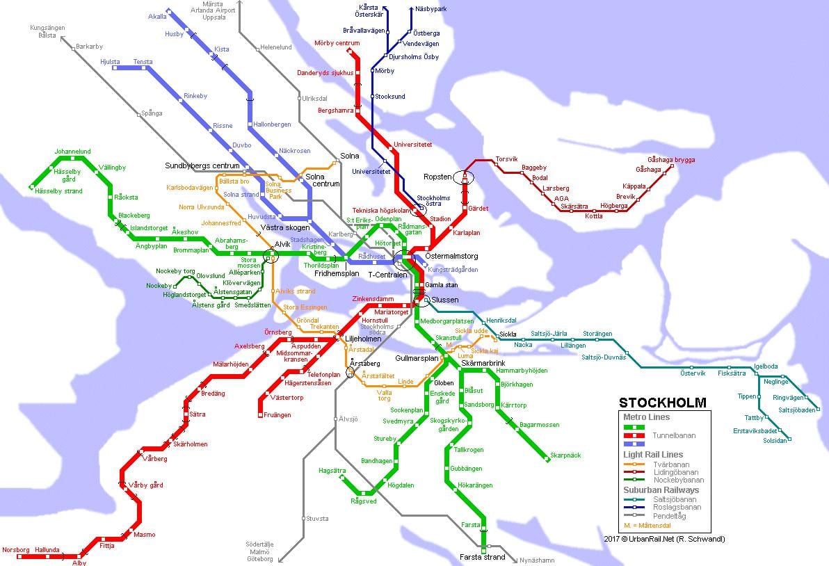 žemėlapis metro Stokholme