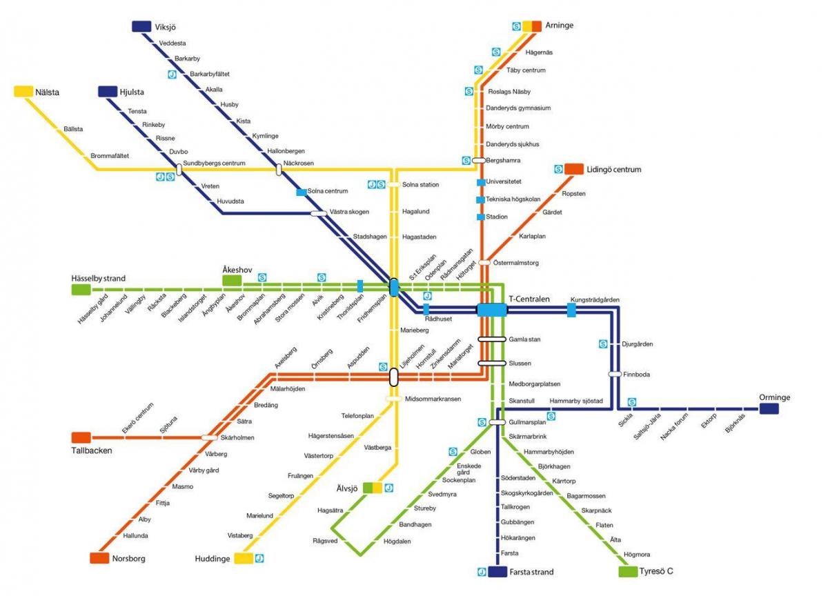 žemėlapis Stokholmo metro meno