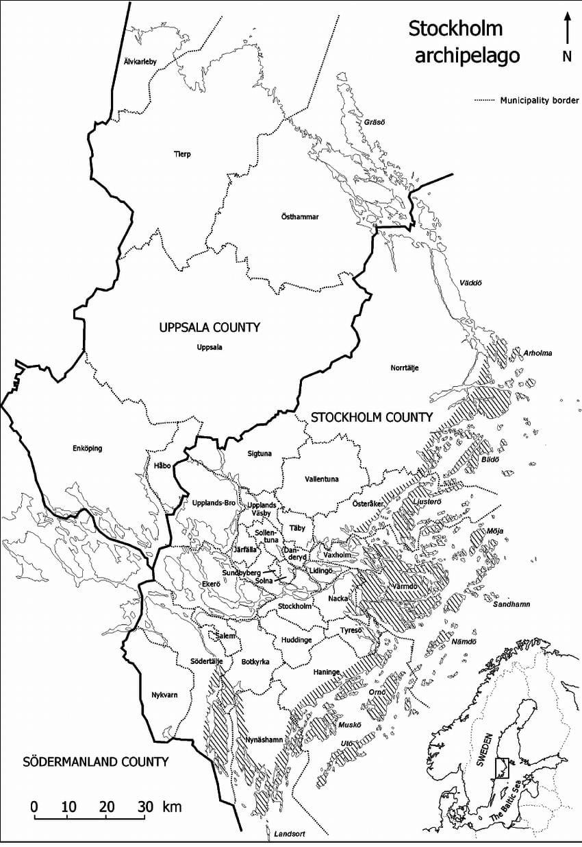 žemėlapis Stokholmo archipelagas
