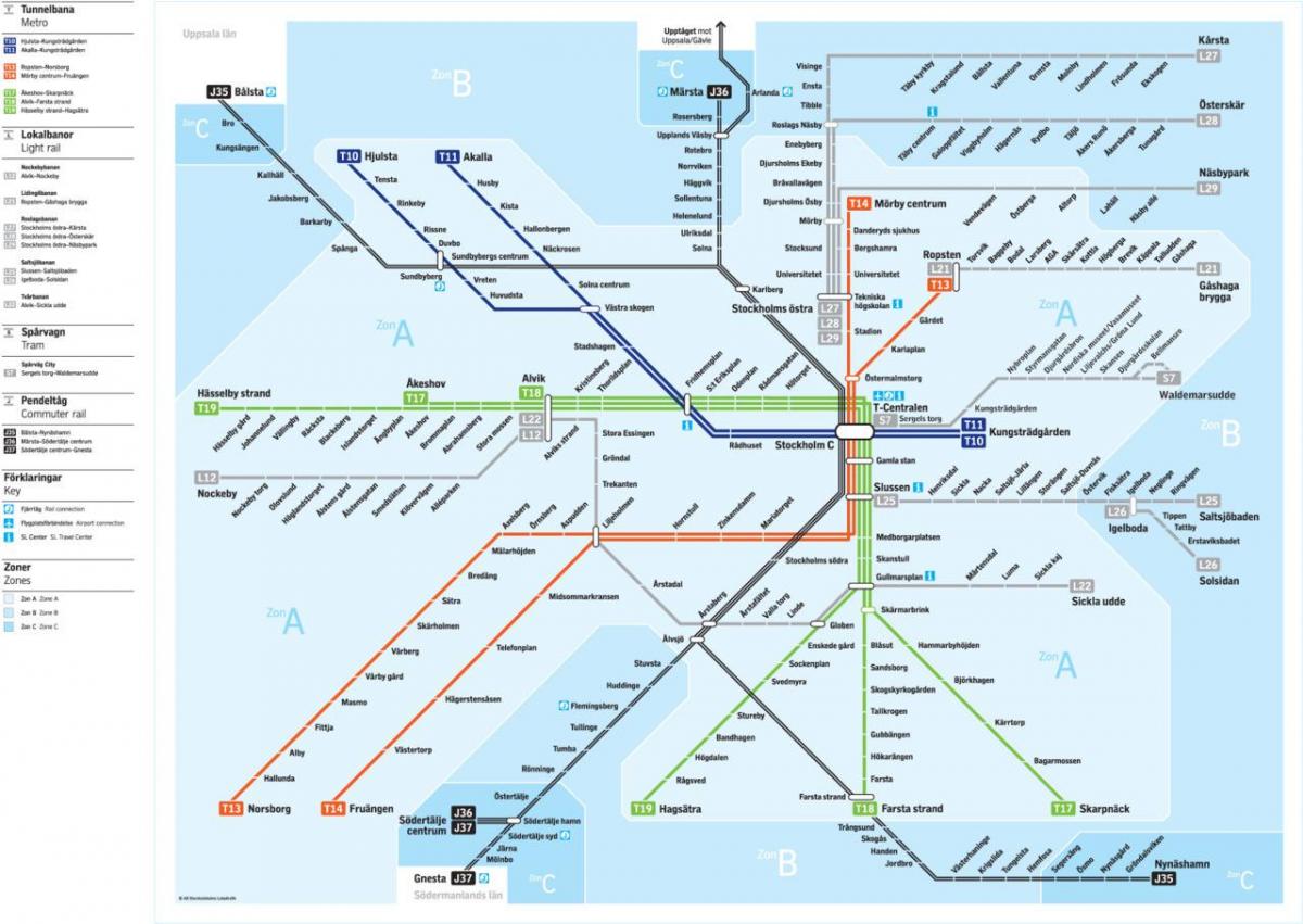 žemėlapis Stokholmo tranzito