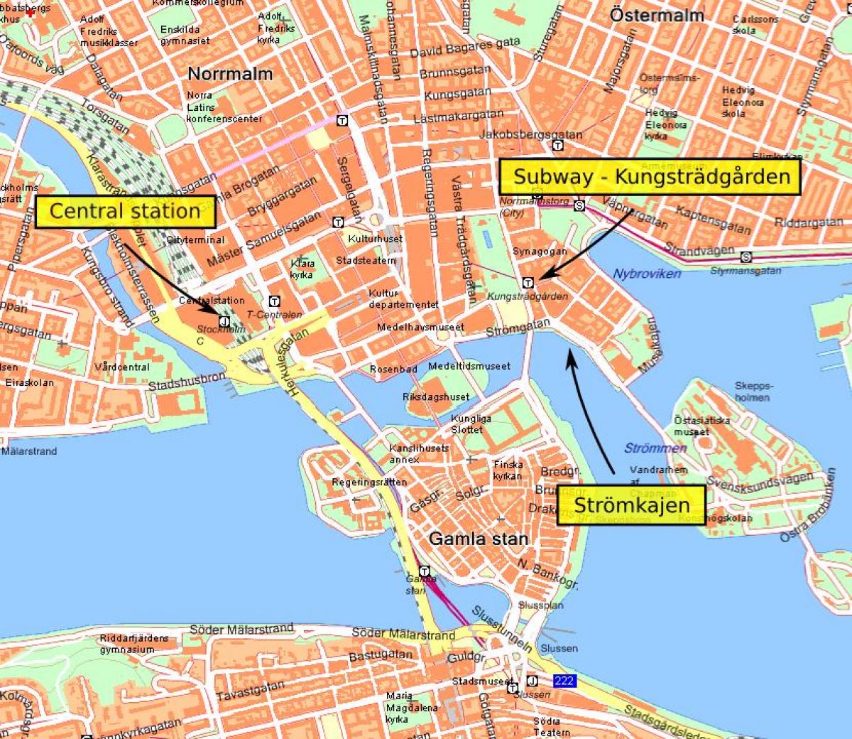 Stokholmo centrinė žemėlapyje