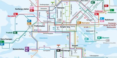 Stokholmo autobusų linijų žemėlapis
