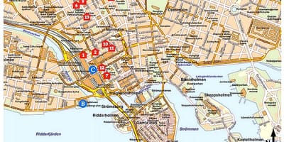 Turizmo žemėlapyje Stockholm Švedija